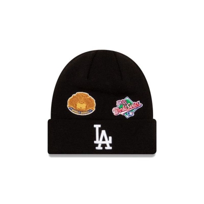 Sapca New Era Los Angeles Dodgers MLB World Series Patch Cuff Knit Beanie - Albastri